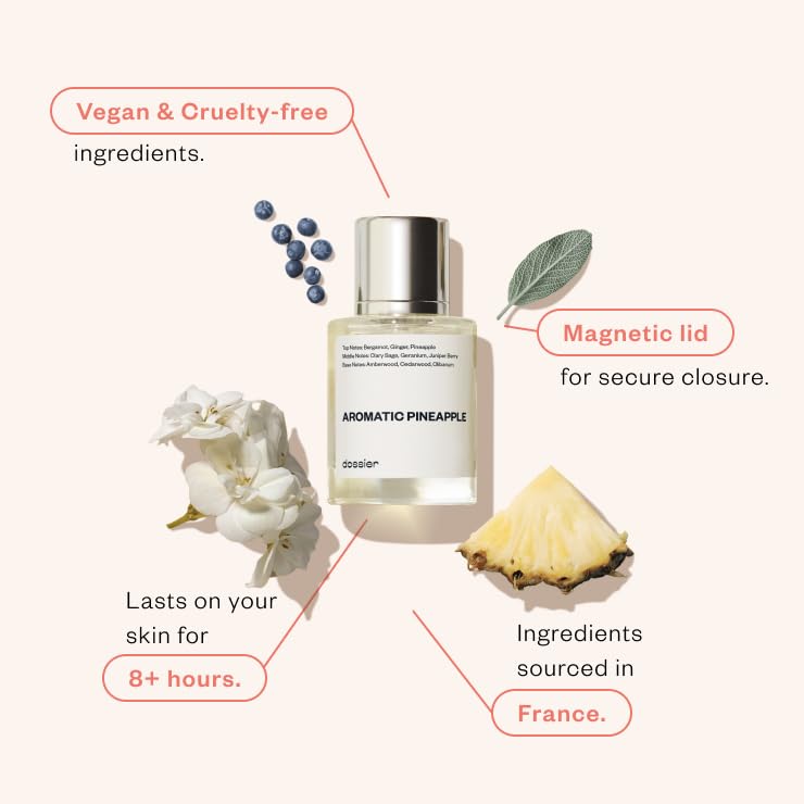 Dossier Aromatic Pineapple Eau de Parfum 1.7 oz - Vegan, Paraben-Free, Inspired by YL's Luxury Fragrance for Men