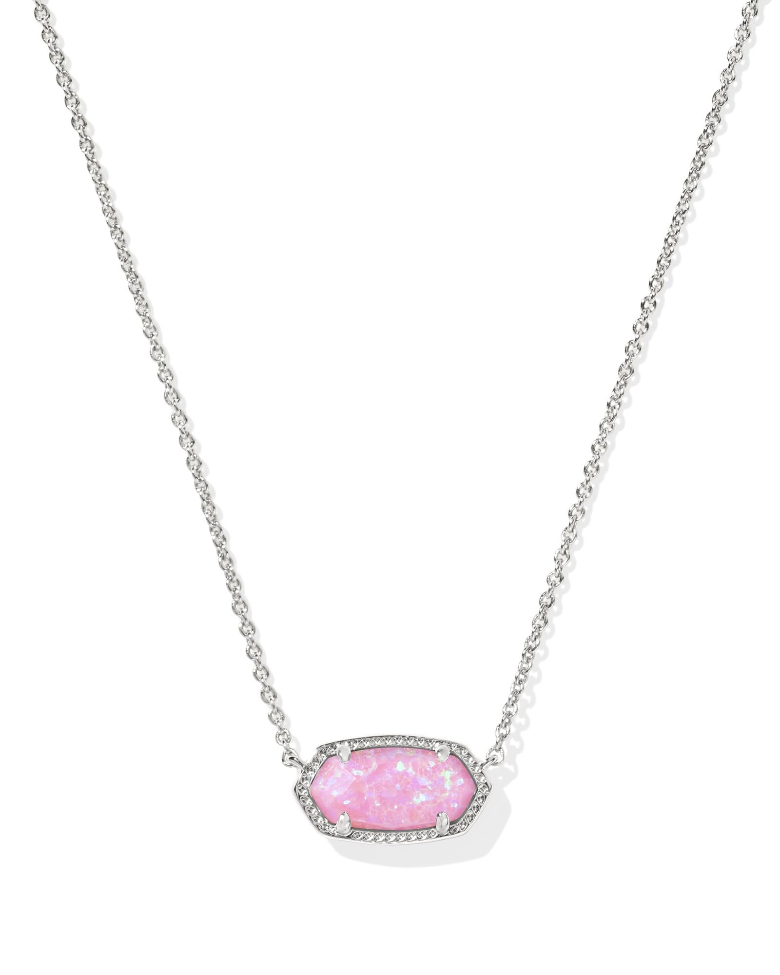 Kendra Scott Elisa Pendant Necklace for Women, Fashion Jewelry, Silver-Plated Brass, Carnation Kyocera Opal