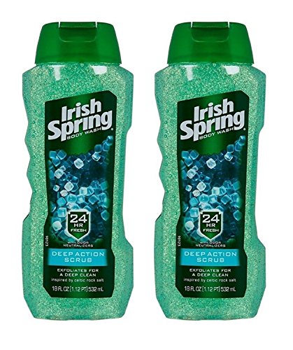 Irish Spring Body Wash Deep Action Scrub 18 fl oz, original,(Pack of 2)