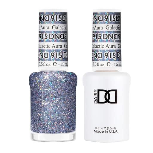 DND Gel Polish Set, Glitter Collection, UV Gel Polish and Air Dry Nail Lacquer, Matching Chip-Free Polish Duo, 915 Galactic Aura