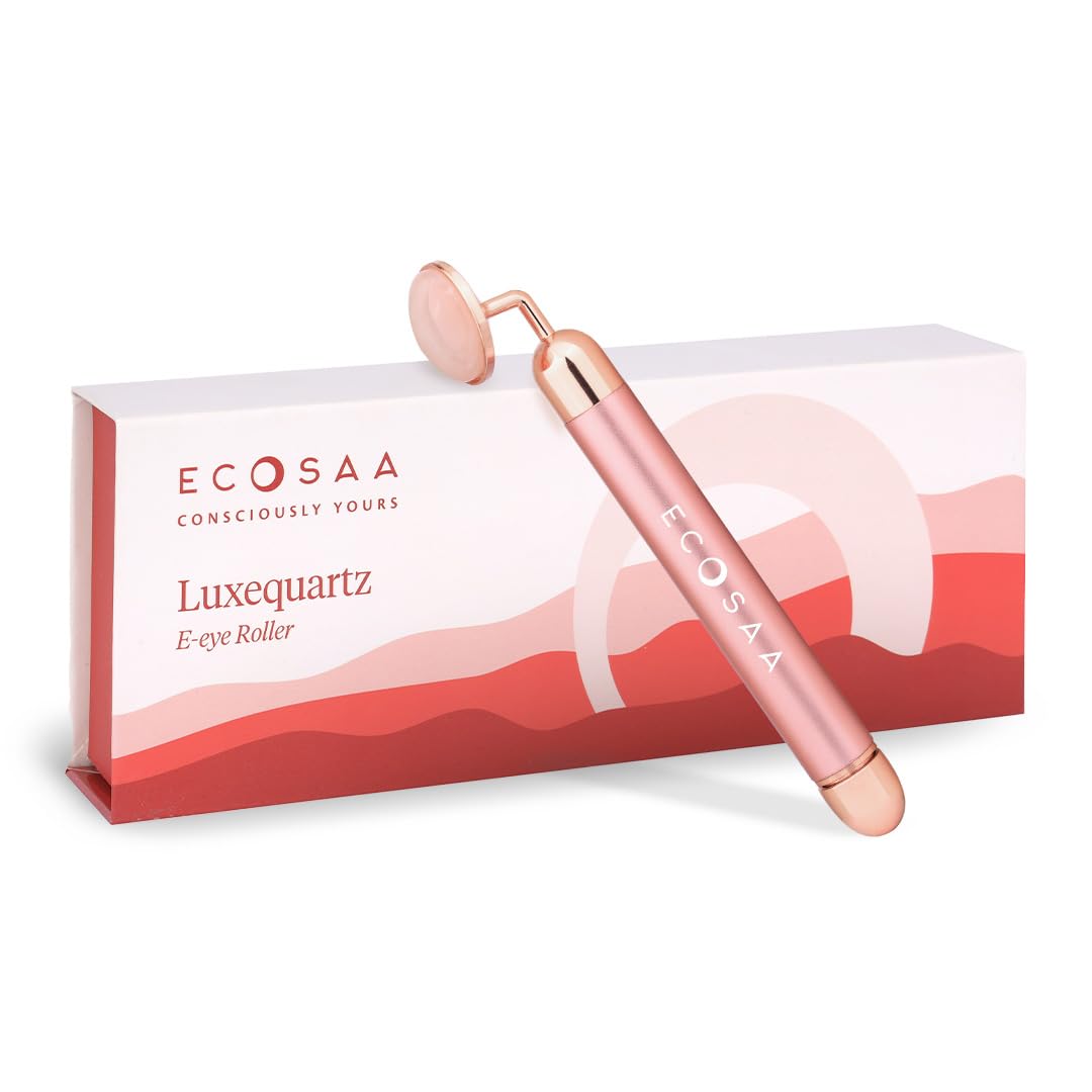 Ecosaa Luxequartz Electric Eye Roller To Remove Dark Circle, EEye Roller For Puffy Eyes, Rose Quartz Roller To Reduce Dark Circ
