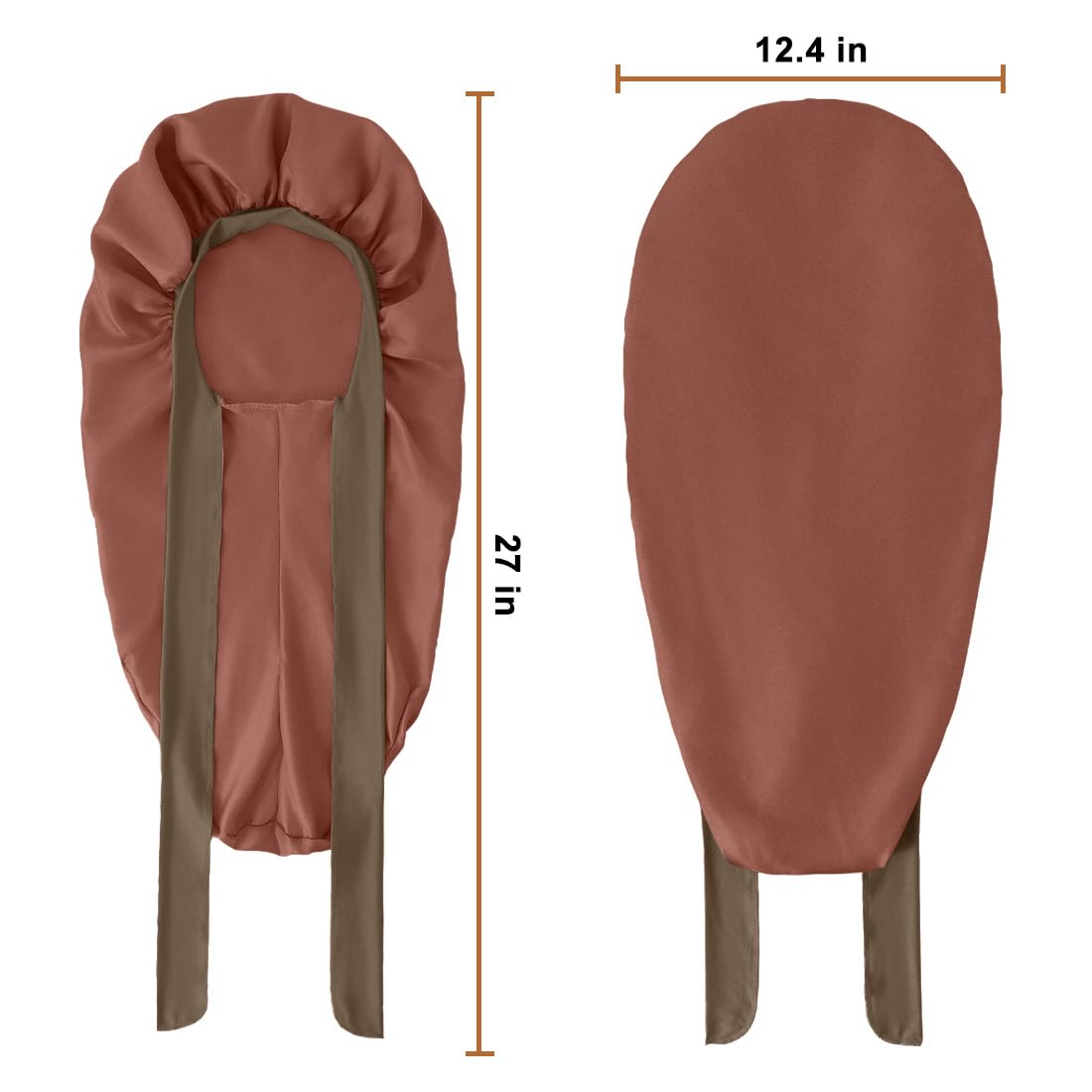 Braid Bonnet For Sleeping, Long Satin Bonnet For Women Curly Hair, Satin Lined Bonnets For Sleeping With Elastic Long Strap(Brow