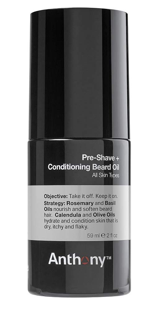 Anthony Pre-Shave and Conditioning Beard Oil, 2 Fl Oz, Contains Rosemary, Basil, Olive and Calendula Oils, Hydrates, Softens, No
