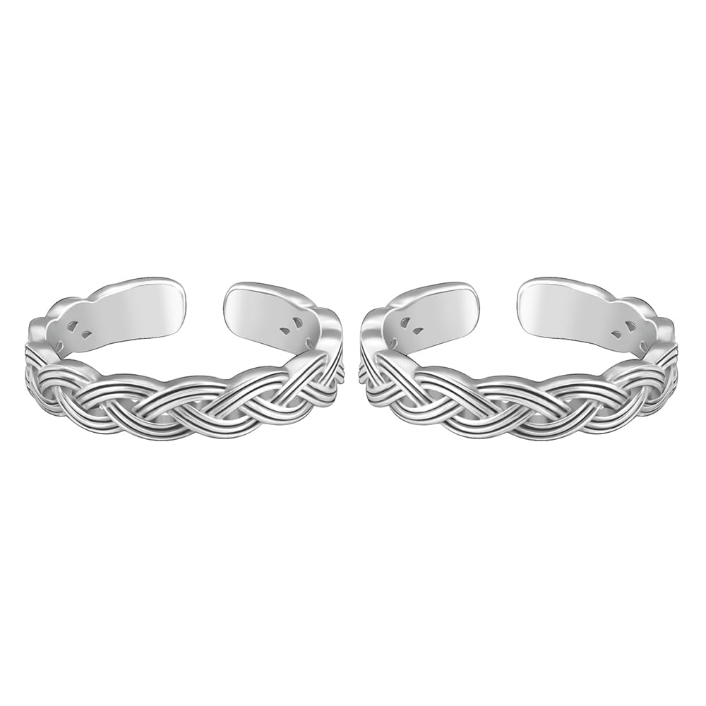 Giva 925 Silver Celtic Tide Toe Rings, Adjustable| Toe Rings For Women And Girls | With Certificate Of Authenticity And 925 Stam