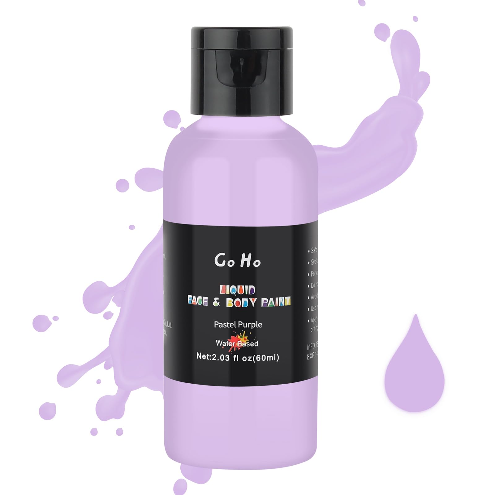 Go Ho Pastel Purple Face Body Paint(2.1 oz),Pastel Purple Makeup Water Based Face Paint and Body Paint for Airbrush Makeup Speci