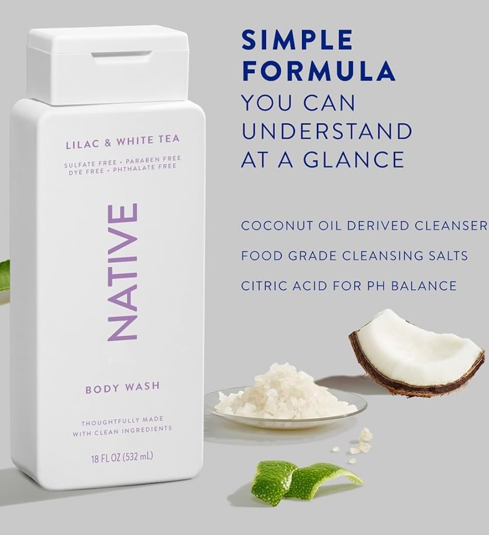 Native Body Wash Contains Naturally Derived Ingredients | For Women & Men, Sulfate, Paraben, & Dye Free Leaving Skin Soft And Hy