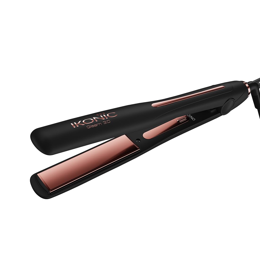 Ikonic Gleam 3.0 Hair Straightener, Black| Super Slim 1 Inch Plates | Ergonomically Slim | Digital Temperature Control| Automate