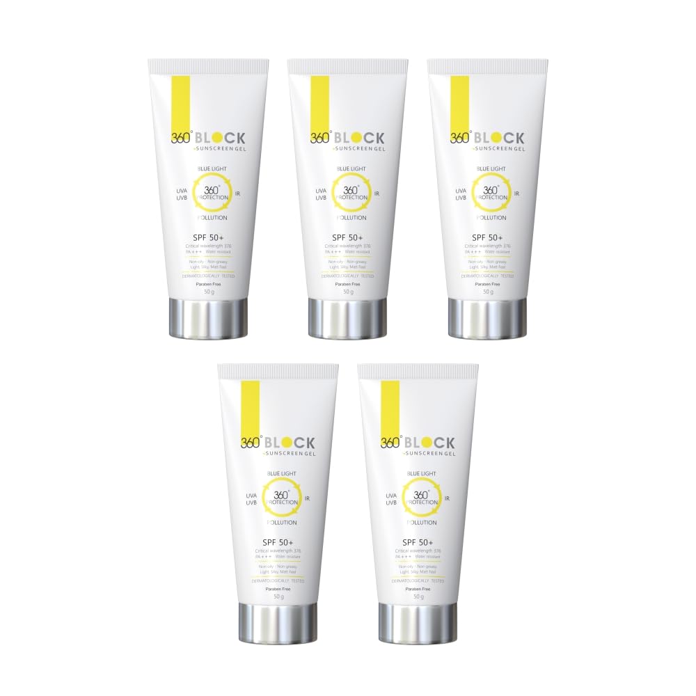 360 Block Sunscreen Gel SPF 50+ : 50 GM : Pack of 5