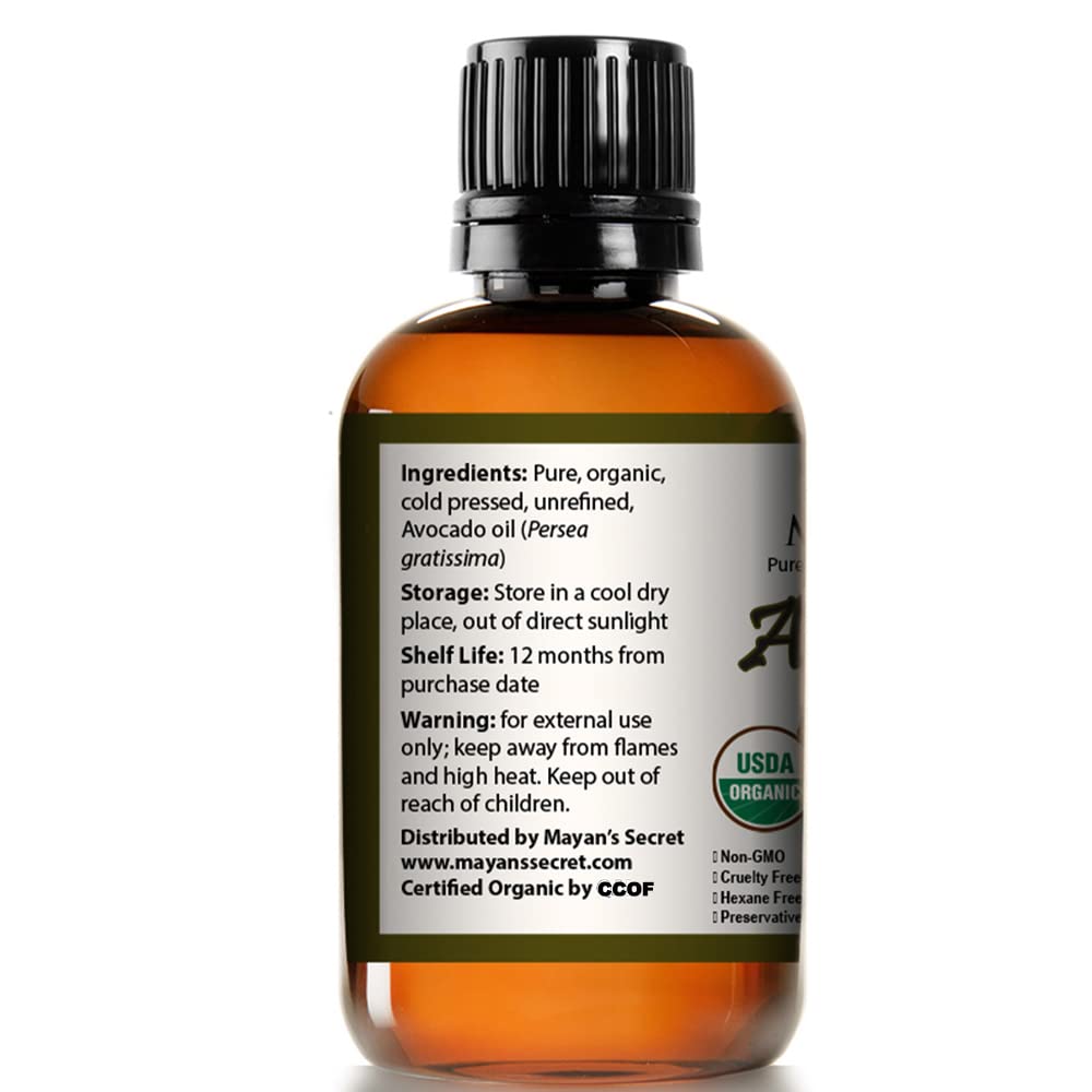 Mayan's Secret - Avocado Oil For Hair and Skin - Natural Dry Skin Face Moisturizer - Collagen Boosting for Aging Skin Combat Fin