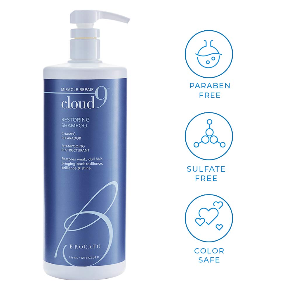 Brocato Cloud 9 Shampoo & Conditioner Liter, 32oz & Actives Enhancing Serum | Shine Booster & Conditioning Hair Agent | Replenis
