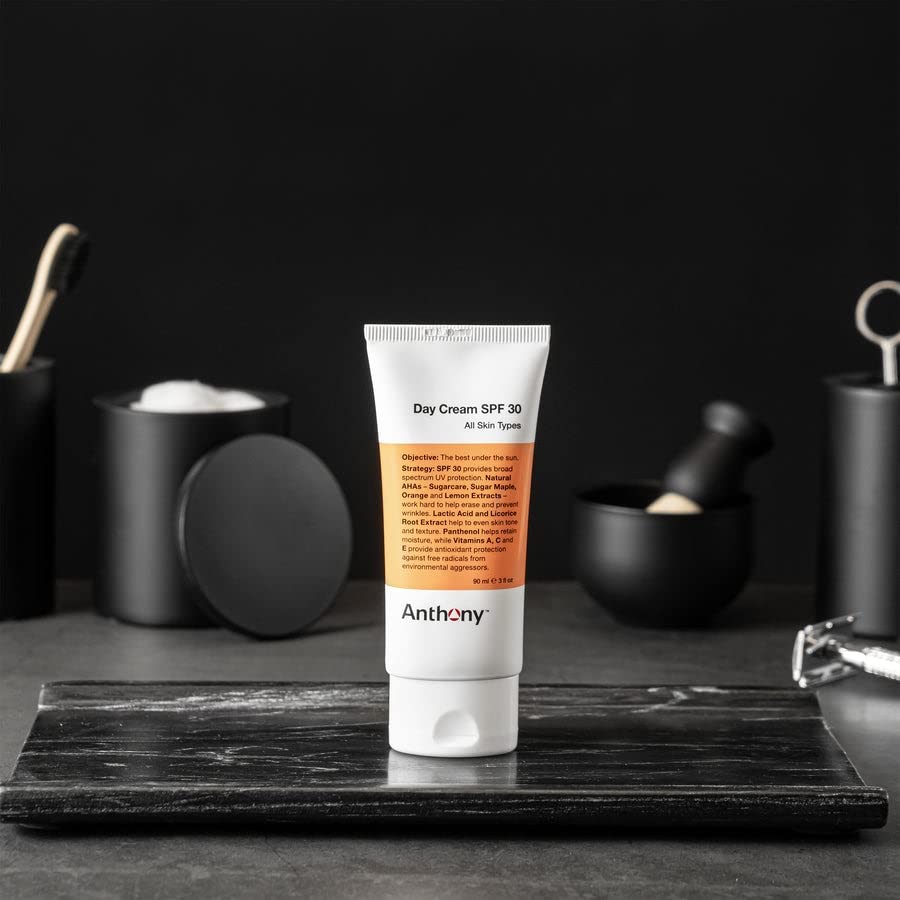 Anthony Day Cream Spf 30, 3 Fl Oz, Contains Squalane, Glycerin, Soy And Vitamin E, Hydrates, Nourishes, And Sunscreen Provides B