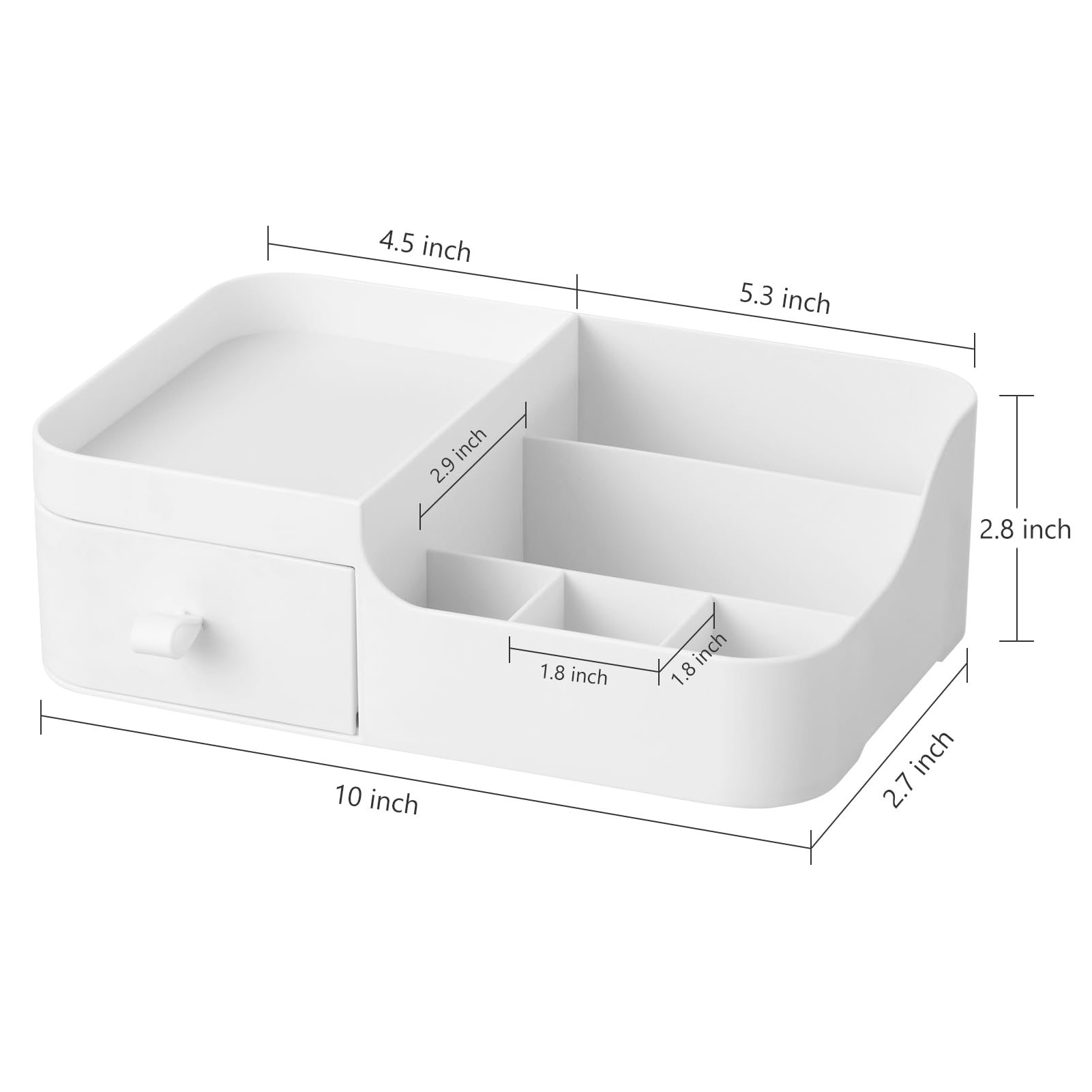 Hblife Plastic Makeup Organizer For Vanity With Drawer Large Skincare Organizers 8 Compartments Bathroom Organizer Cosmetic Stor