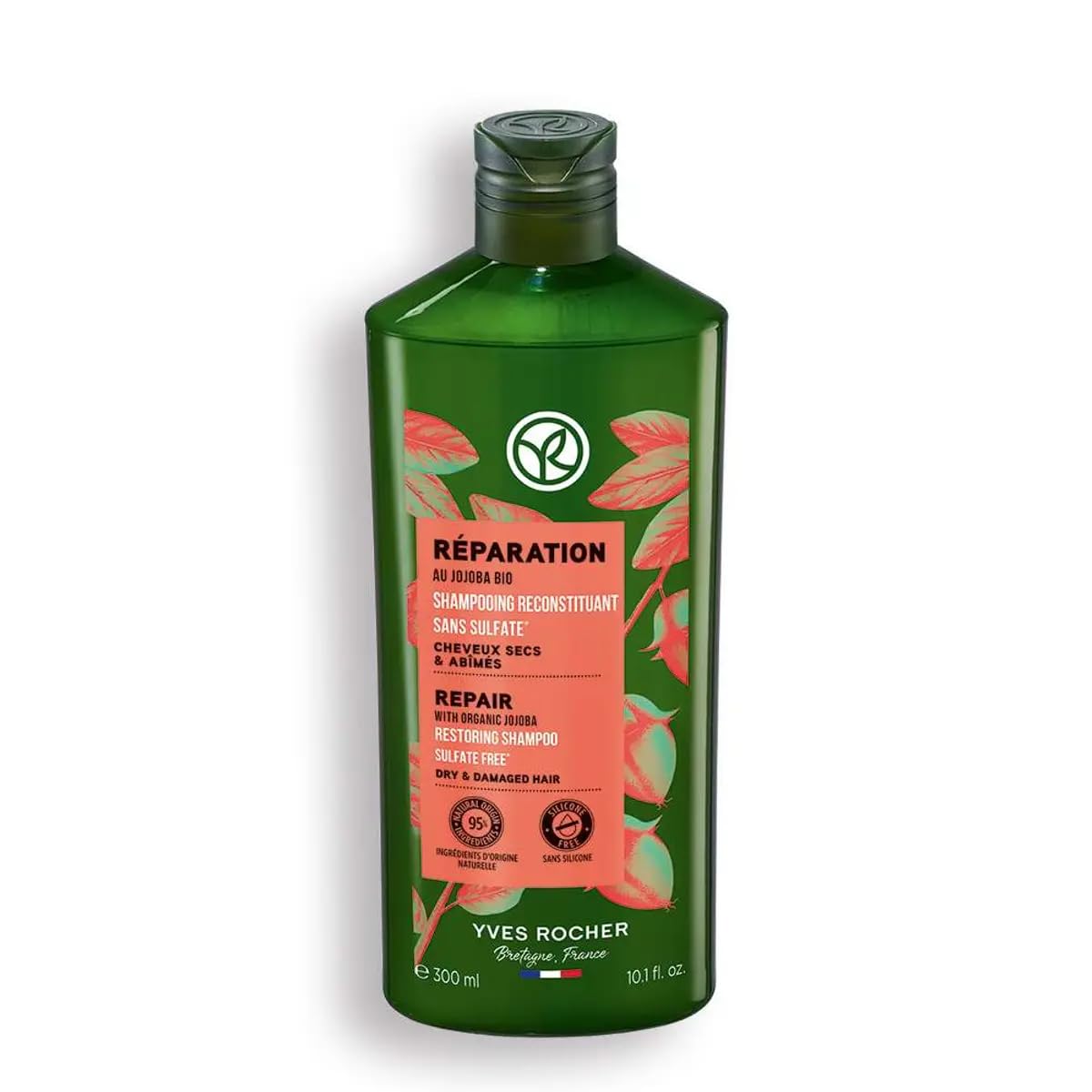 Yves Rocher Shampoo Nourishing & Restoring Jojoba Oil Deep Hydration & Repair - Silicone-Free - 300 ml / 10.1 fl oz