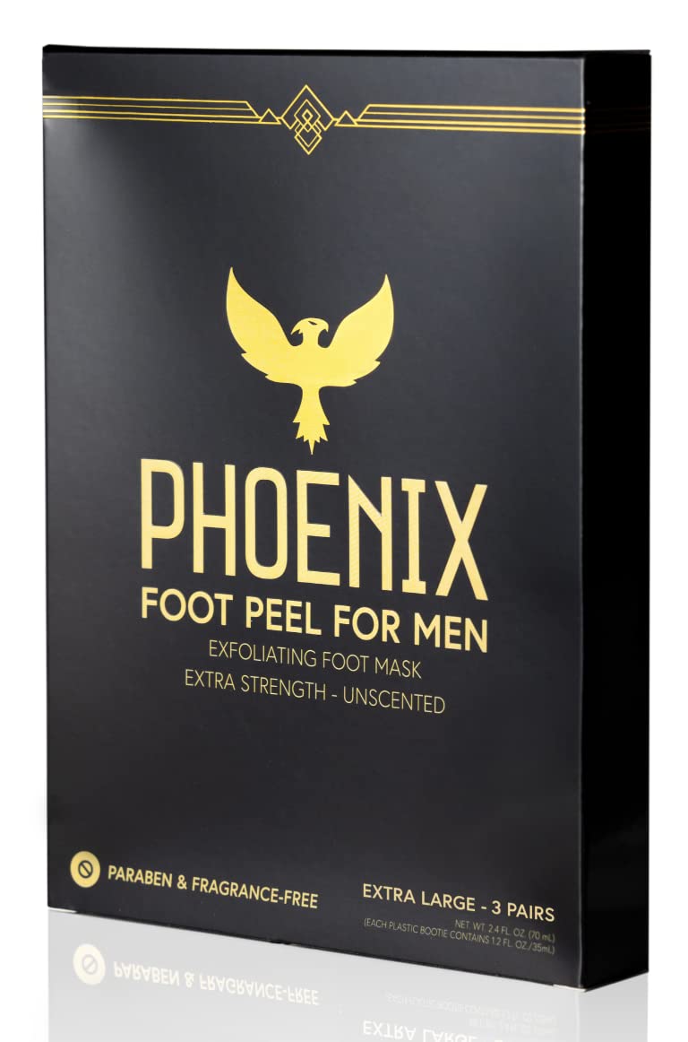 (Pack of 3) Phoenix Foot Peel for Men - Extra Large - Extra Strength - Exfoliating Dry Feet Treatment - Callus Remover - Unscent