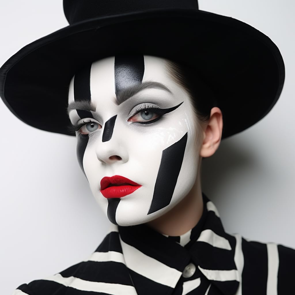 Ccbeauty White Black Face Body Paint Stick, Cream Eye Black Sticks For Sports, Blendable Foundation For Clown Skeleton Vampire S