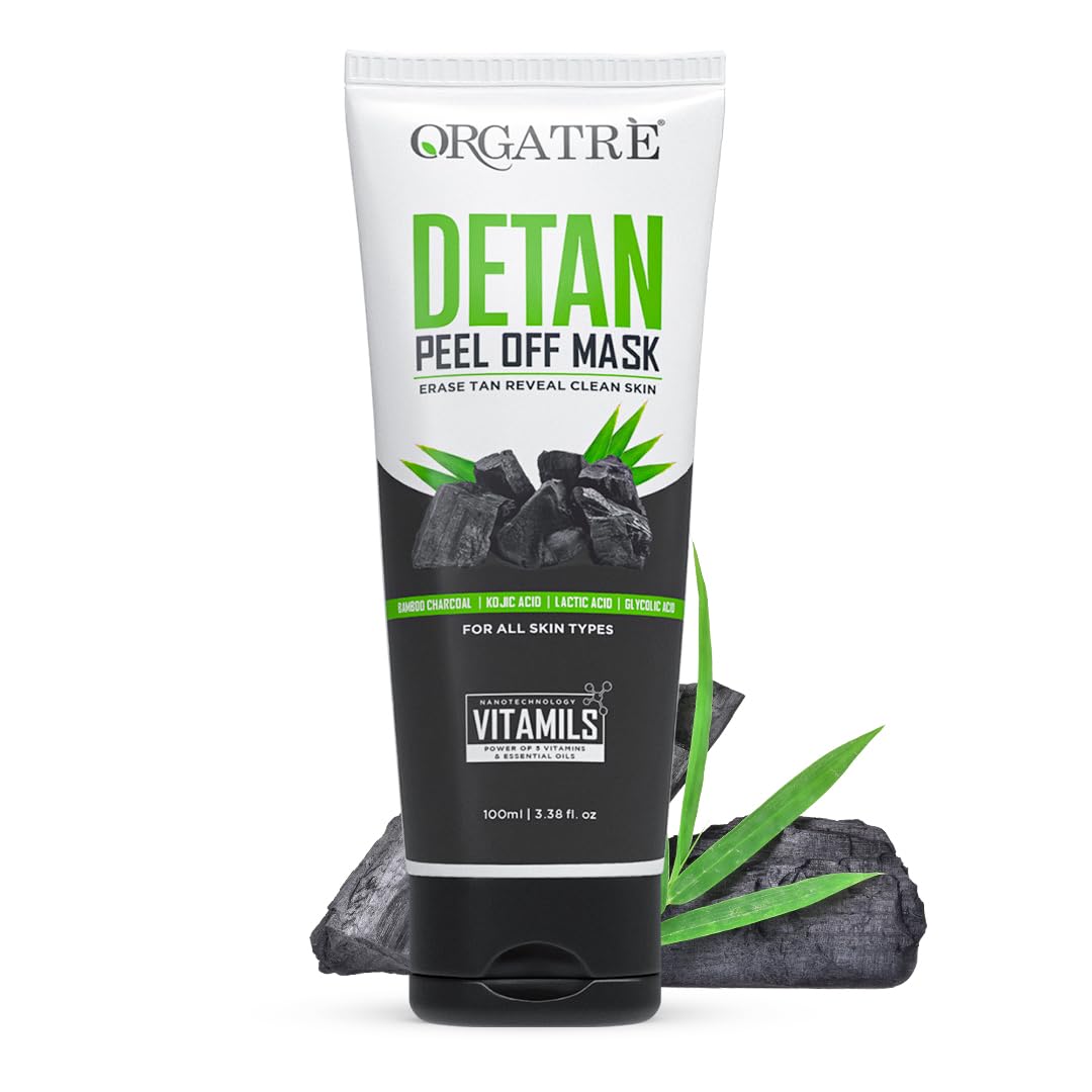 Orgatre Detan Peel Off Face Mask For Glowing Skin | Removes Tan And Minimize Pores | Active Cooling Effect | Enriched With Kojic