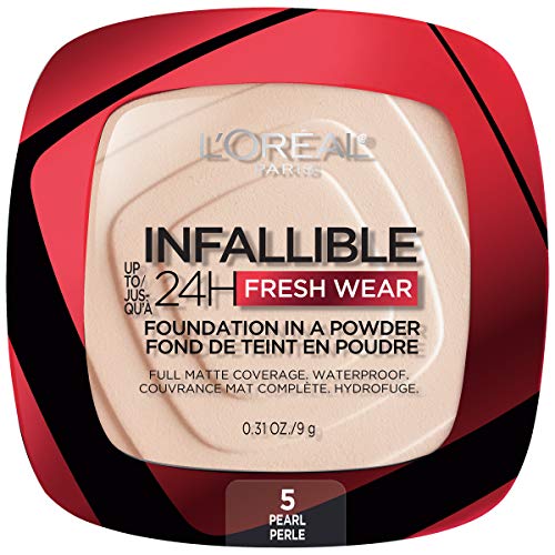LOreal Paris Makeup Infallible Fresh Wear Foundation in a Powder, Up to 24H Wear, Waterproof, Pearl, 0.31 oz.