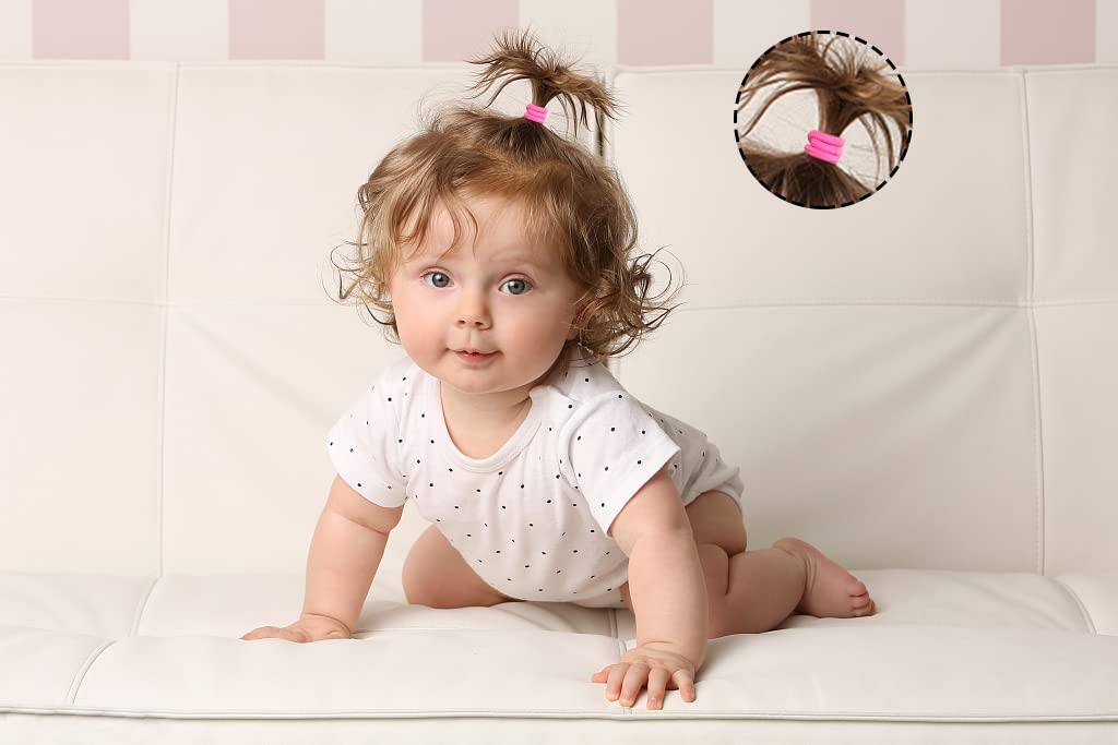 CÉLLOT Baby Hair Ties - 360PCS Elastic Ponytail Holders, No Crease, 2cm Diameter, Mix Colors, Ideal for Toddlers & Kids