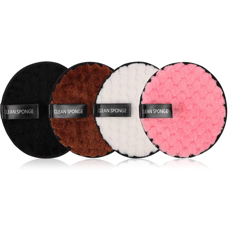 Kitchenfest Reusable Microfiber Makeup Removing Pads For Face Cleansing Foundation Mascara Eyeliner Lipstick Remover Round Puff,