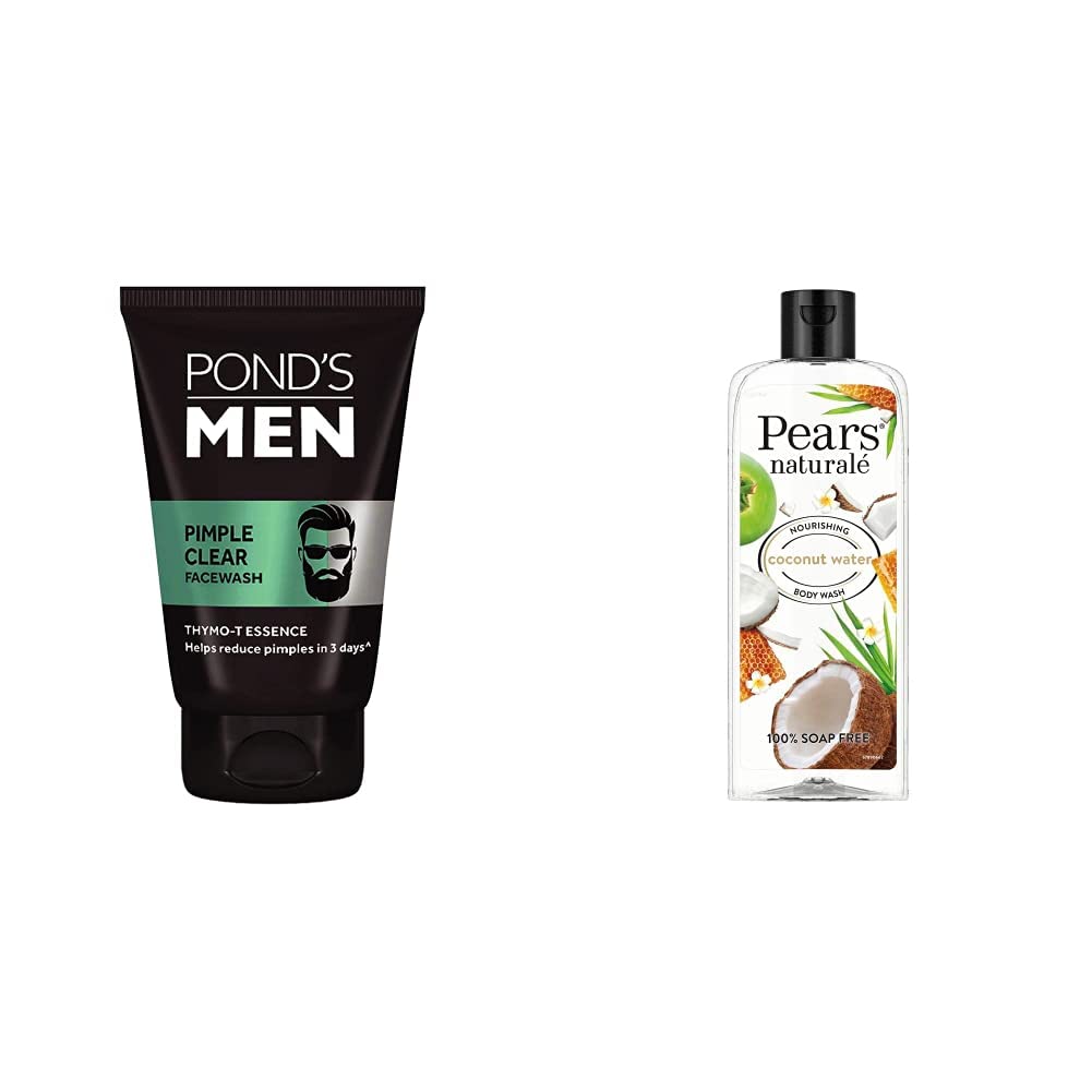 PondS Men Pimple Clear Facewash, 100 G & Pears Naturale Nourishing Coconut Water Bodywash, 250 Ml