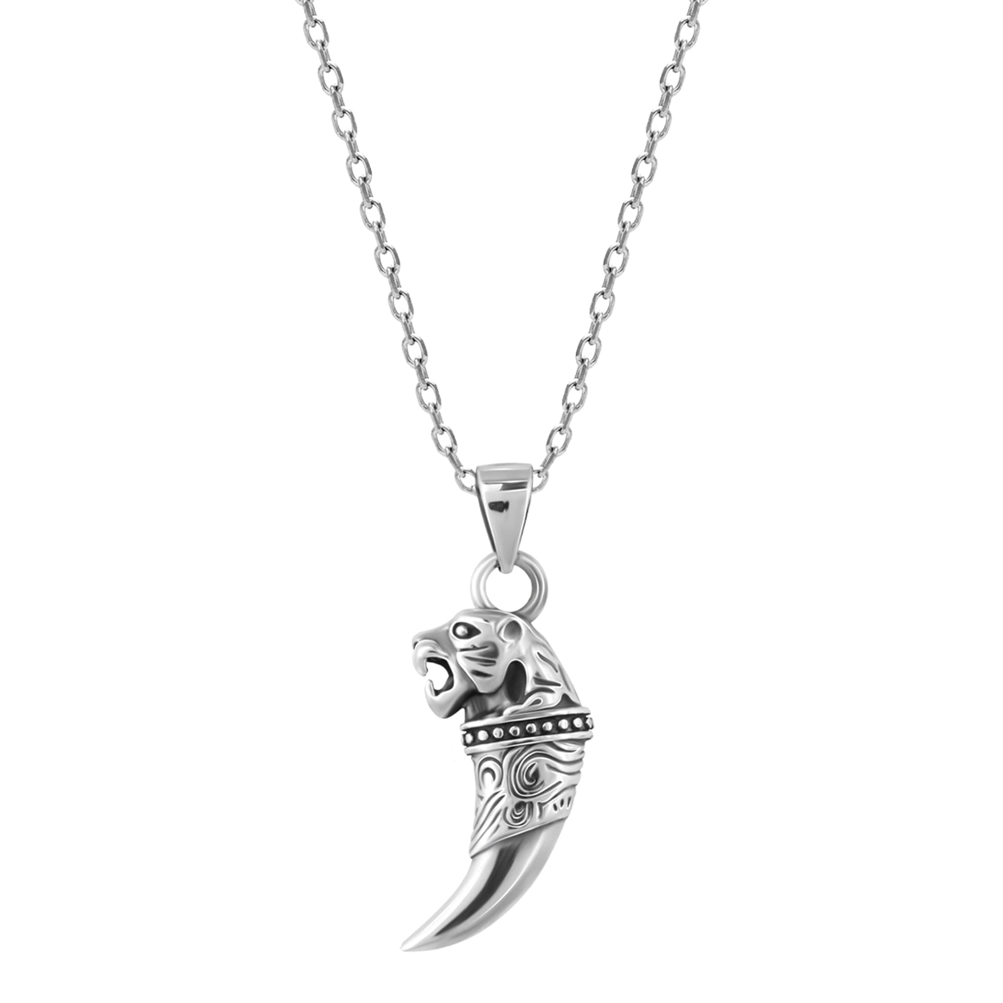 Giva 925 Silver Tiger Tooth Pendant With Link Chain For Him | Pendant To Gift Men & Boys | With Certificate Of Authenticity And 