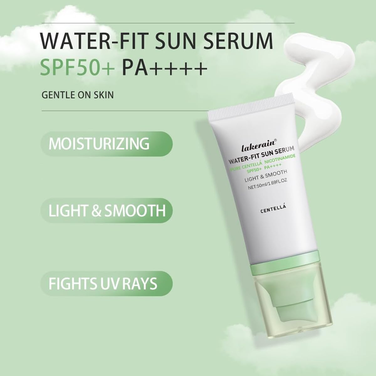 Centella Sunscreen SPF 50,Face Sun Screen Long-Lasting Protection,Madagascar Sunscreen, NO White Cast-Dry Oily Skincare,Moisturi