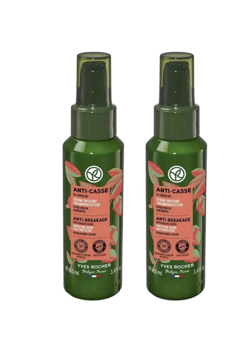 Yves Rocher AntiBreakage Fortifying Serum with Organic Jojoba Oil Nourishes, Restores, and Protects Hair from Heat Damage up to