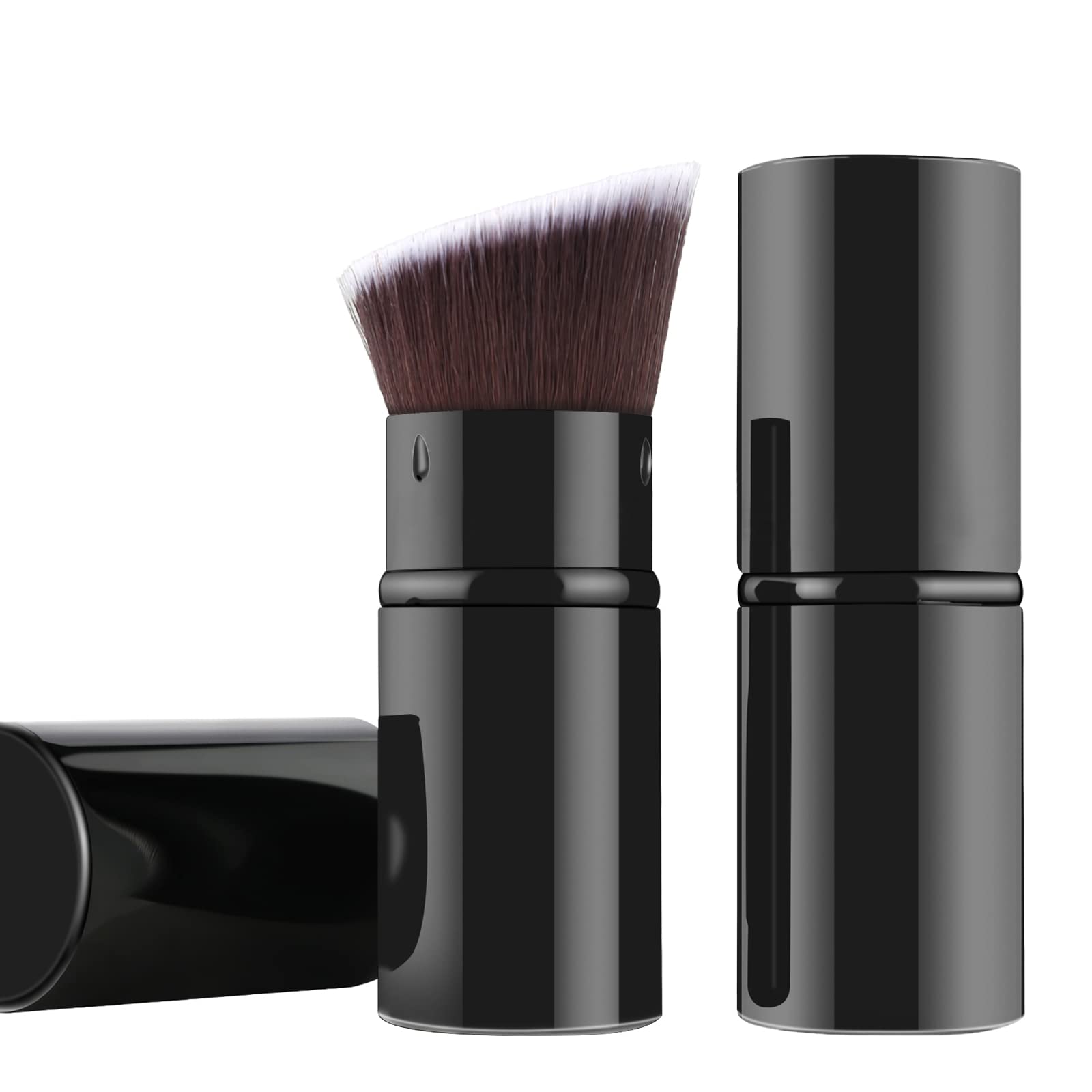 Falliny Retractable Foundation Makeup Brushes, Travel Angled Kabuki Powder Brush Liquid Foundation Sunscreen Brush With Cover Pe