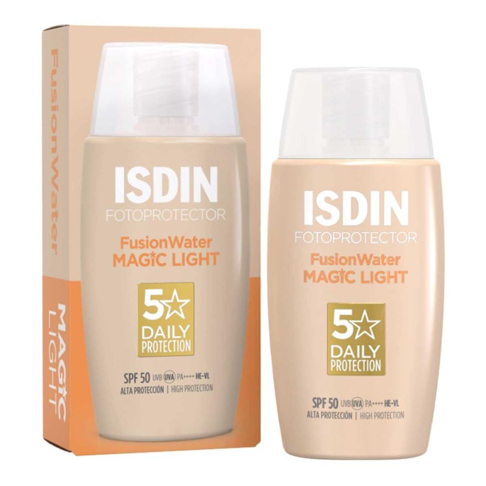 ISDIN Fotoprotector Fusion Water Magic Color (Light) SPF 50 PA++++  Ultralight Tinted Facial Sunscreen  WaterBased, FastAbso