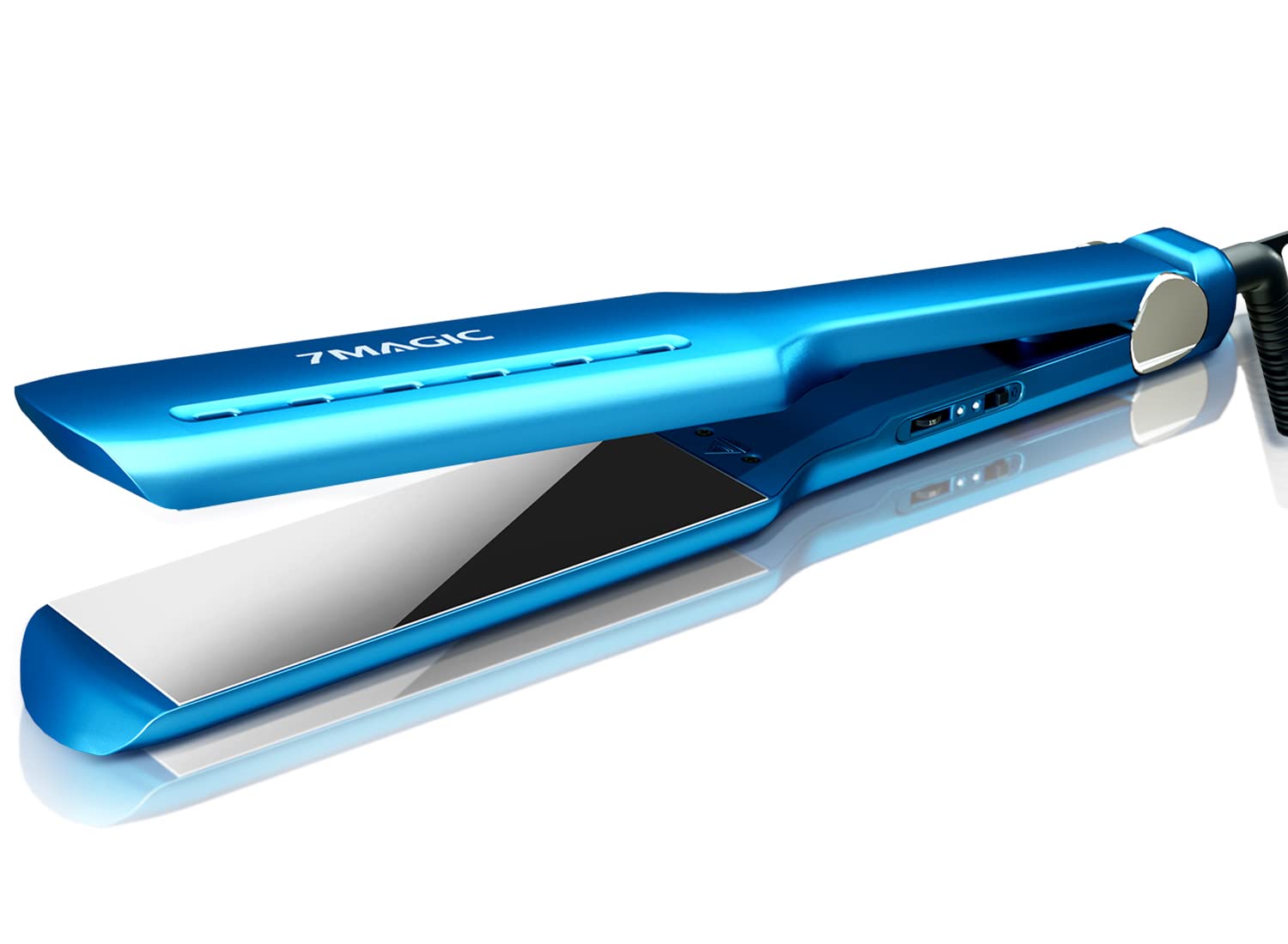 7MAGIC Nano Titanium-Plated Hair Straightener, 1.7" Flat Iron, Fast MCH Technology, Blue, Model 7M1042