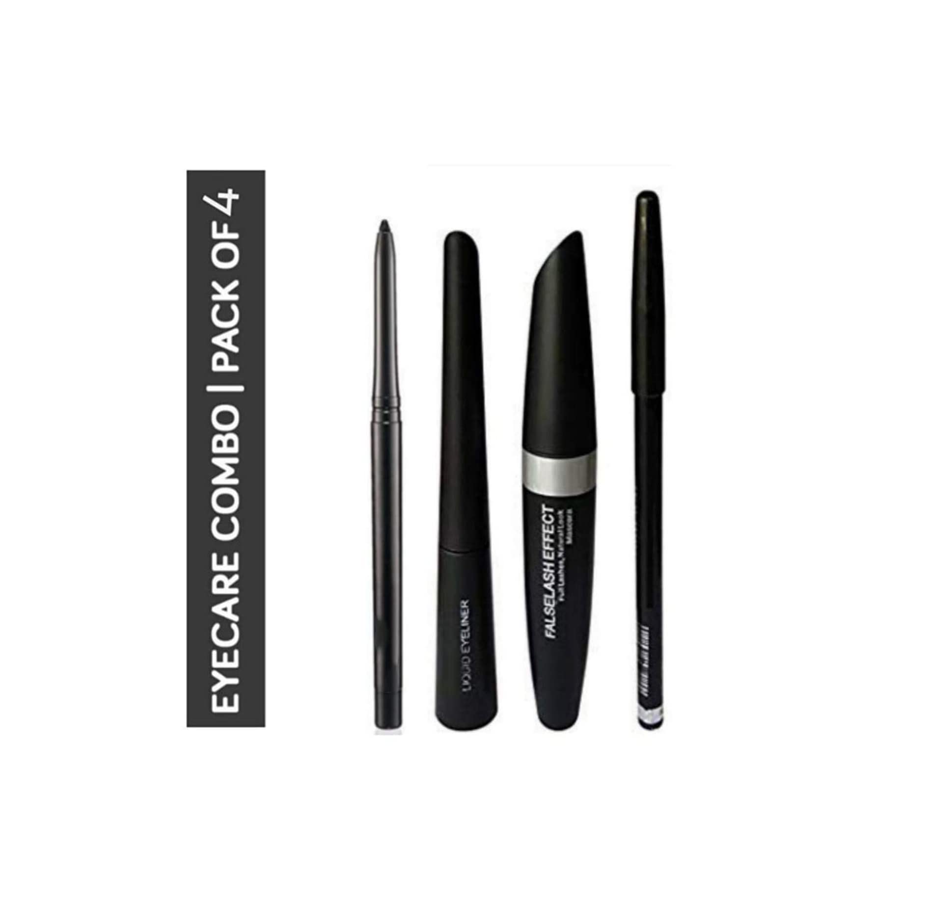 Lenon Beauty Professionals Gel Natural Eyeliner, Eyebrow Pencil, Pencil Kajal & Mascara Black Pack Of 4