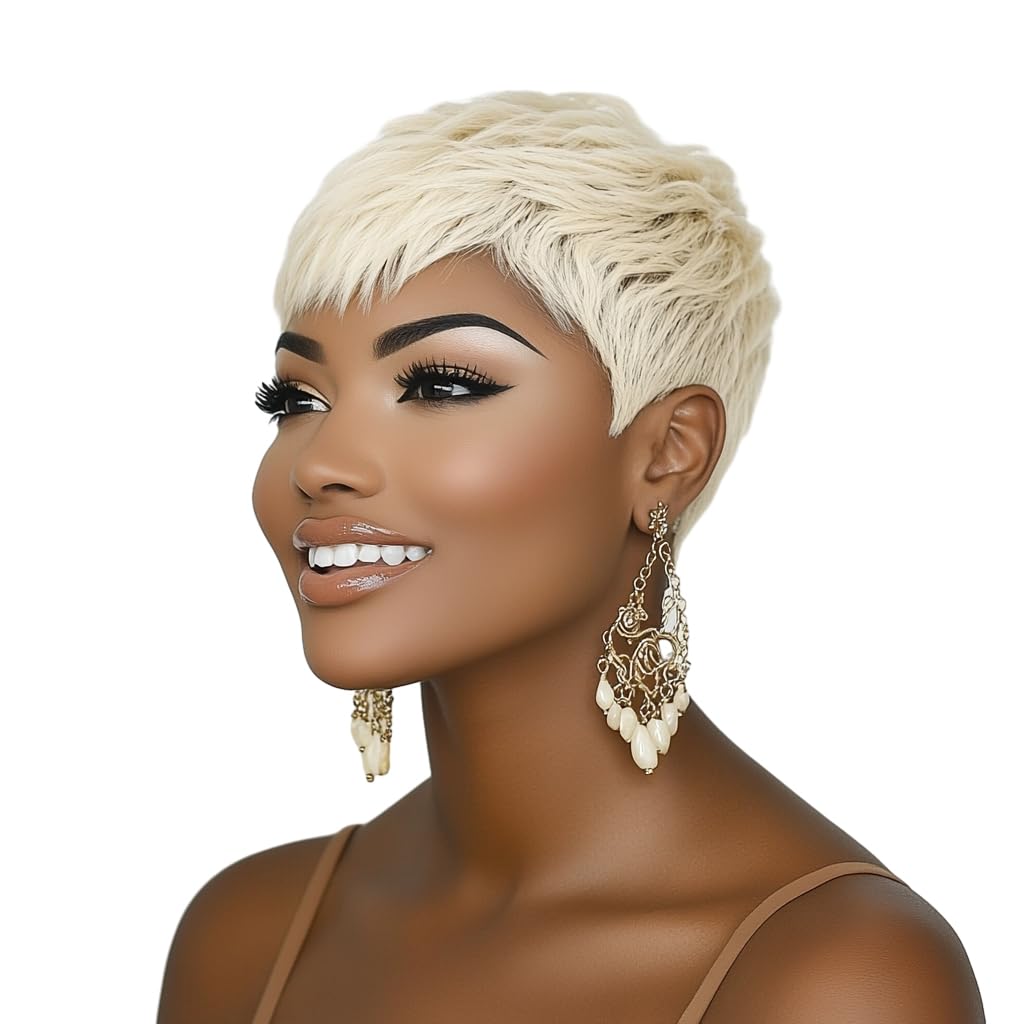 DOcute Blonde Short Pixie Wigs for Black Women Blonde Short Wigs for Black Women Short Grey Wig Pixie Cut Wigs for Black Women B
