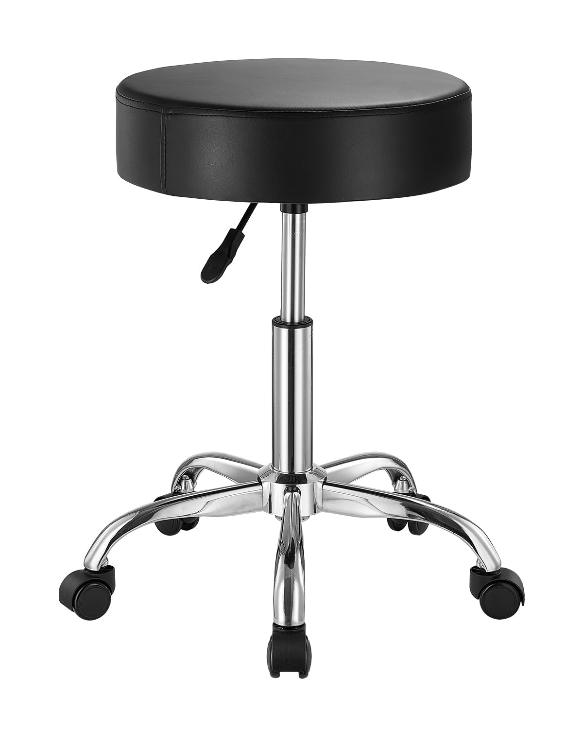 VEVOR Rolling Stool with Wheels, 450 LBS Weight Capacity Round Rolling Stool Chair, Height Adjustable Thickened PU Leather Swive