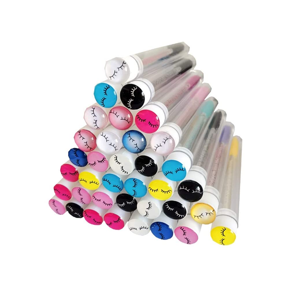 50 Pcs Disposable Mascara Brushes Diamond Eyelash Spoolies Makeup Brush Mascara Wand In Sanitary Tube Lash Supplies (Mix)