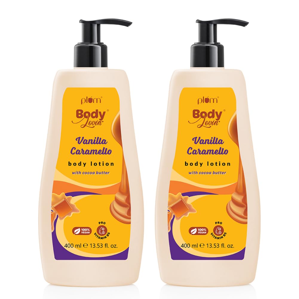 Plum Bodylovin Vanilla Caramello Body Lotion|Cocoa Butter & Vitamin B5 For Deep Moisturization|Non-Greasy|Soft & Glowing Skin|F