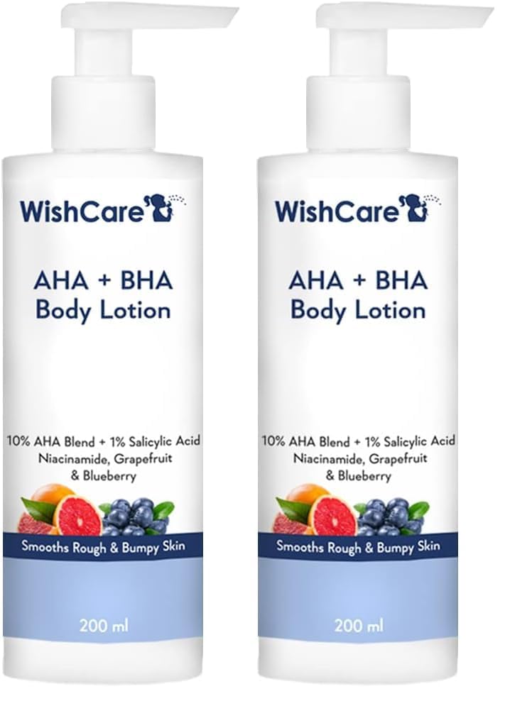 Wishcare 10% Aha + 1% Bha Body Lotion For Men & Women - Body Lotion For Dry Skin - Detans, Smooths Rough & Bumpy Skin 200Ml (Pac