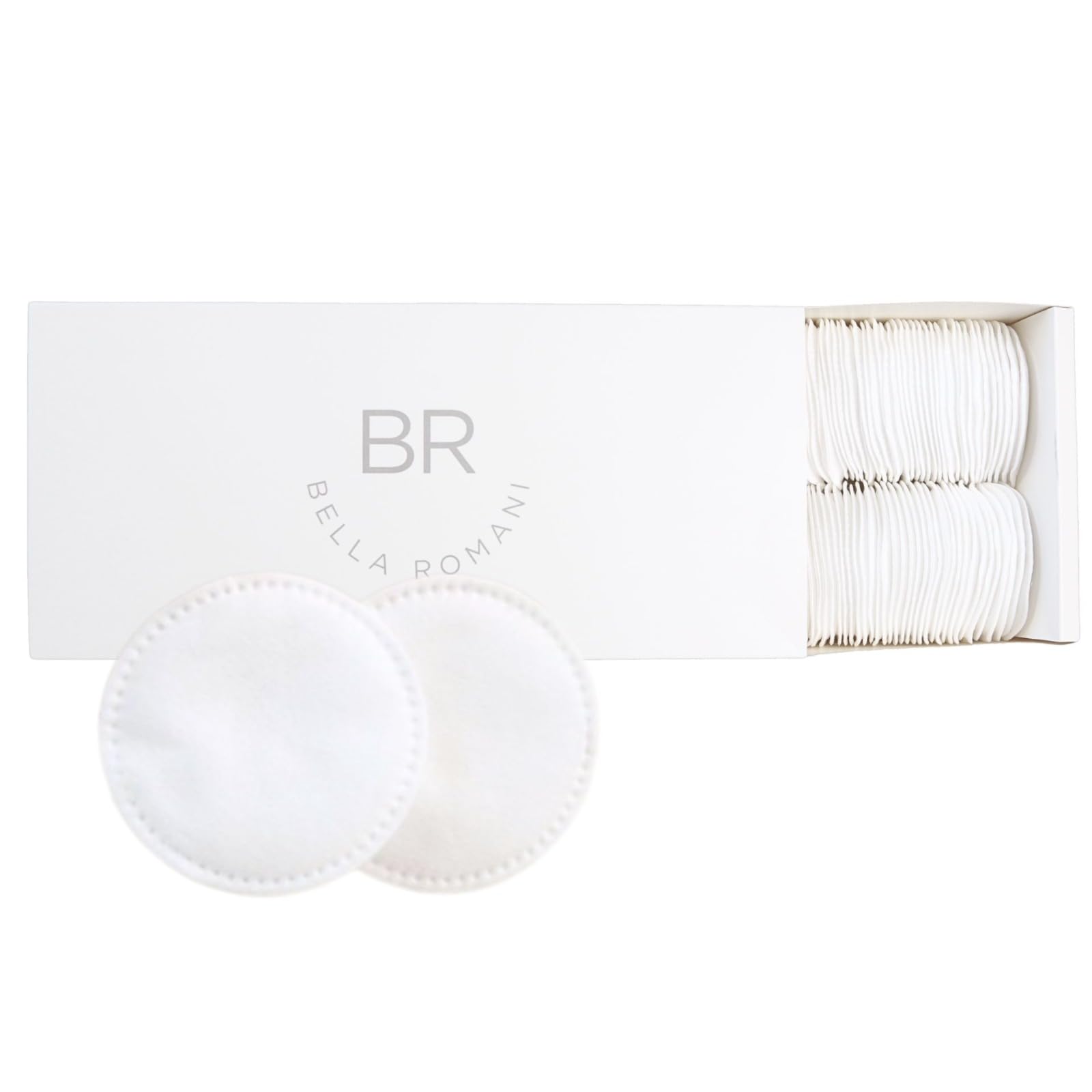 Bella Romani Cotton Rounds Makeup Remover Pads - Pack of 200 - Organic Pads, Lint Free, Eco-Friendly, Compostable, Unique Triple
