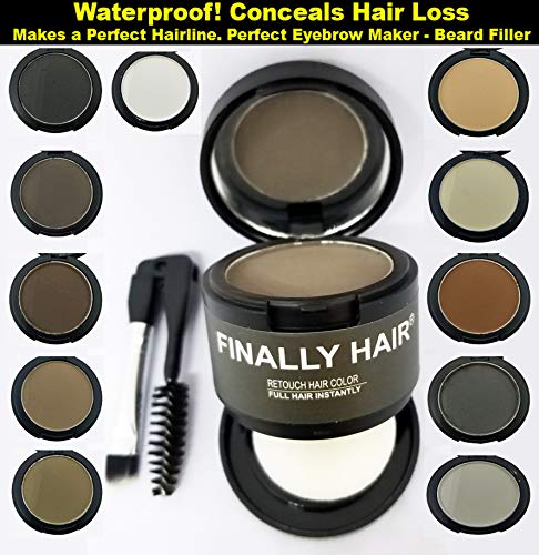 Finally Hair Powder Hair Loss Concealer, Hairline Creator, Eye Brow Enhancer, Beard Filler (Pure White, Unscented)