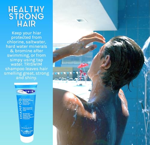 Triswim Chlorine Removal Shampoo 8.5 Fl Oz | Gently Removes Chlorine, Salt Water, And Hard Water Buildup | Relieves Dry And Itch