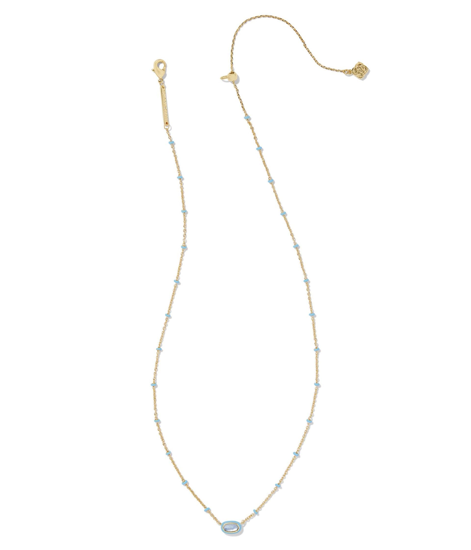 Kendra Scott Womens Mini Elisa Enamel Frame Short Pendant Necklace Gold Periwinkle Illusion One Size