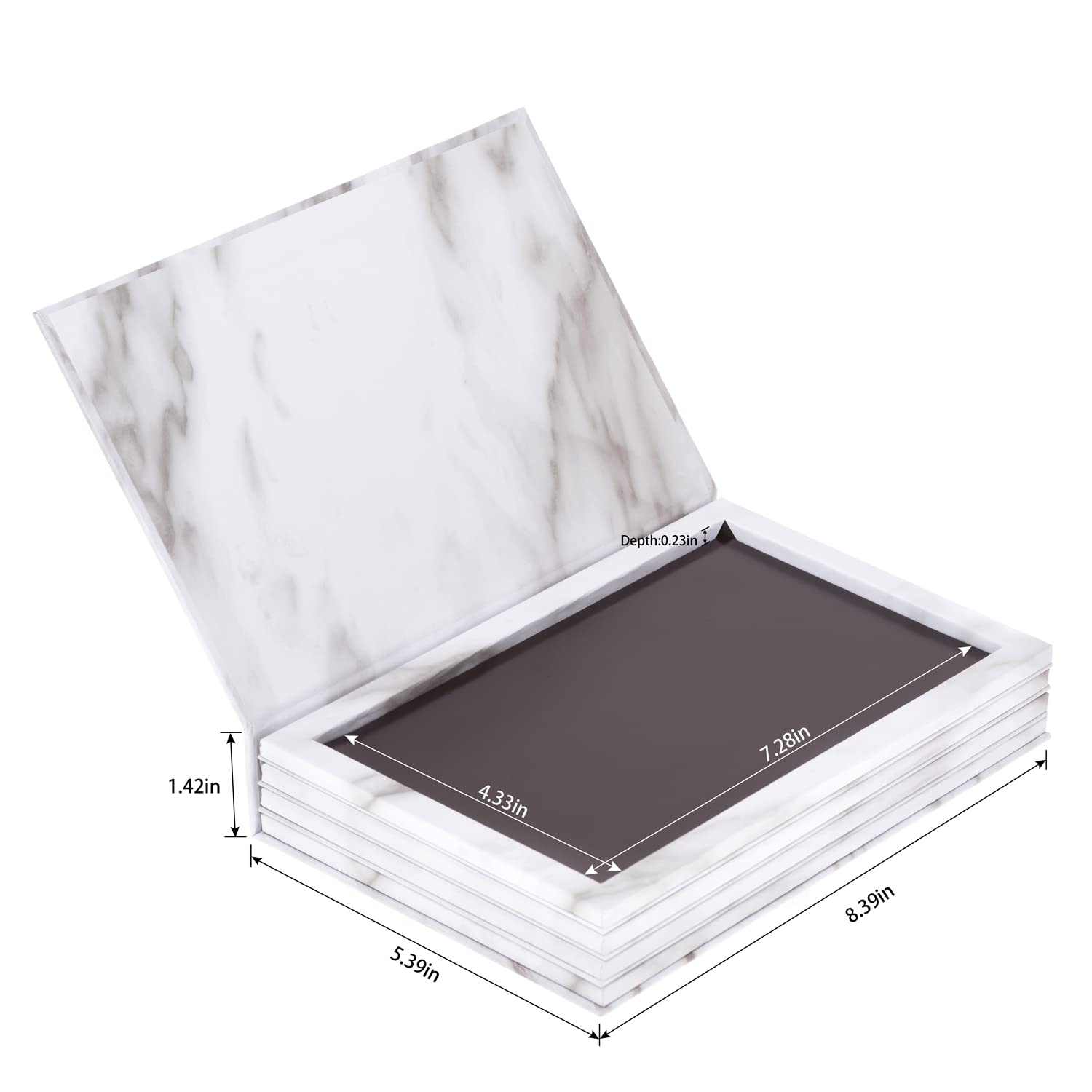 Allwon 4-Layer Book Shaped Marble Magnetic Palette Large Empty Makeup Palette Storage Box For Eyeshadow Lipstick Blush Powder (W