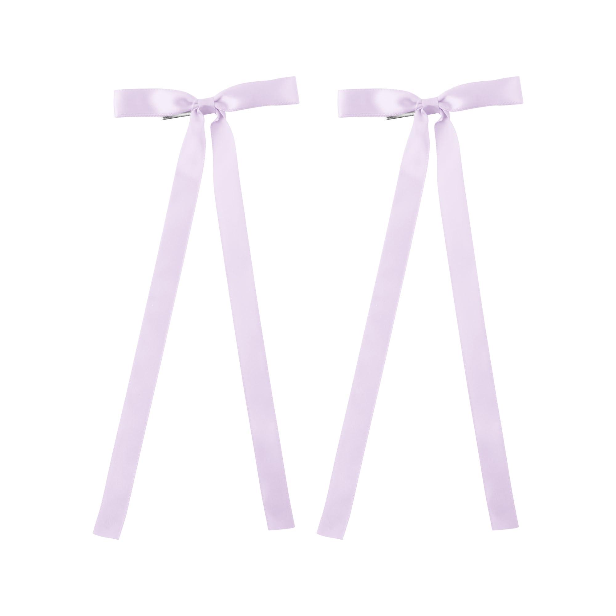 2PCS Silky Satin Hair Bows Hair Clip Ribbon Accessories Ponytail Holder Hair Bow for Women Girls Teens (Lavender)