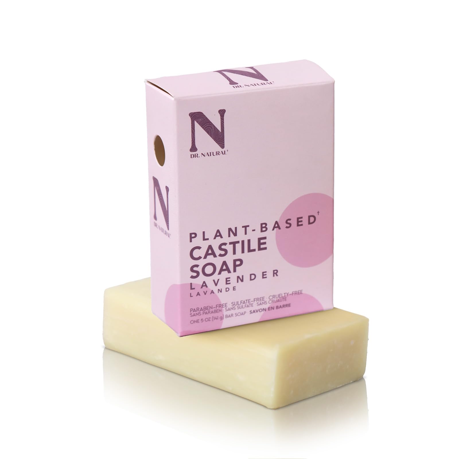 Dr. Natural Pure Castile Soap, Lavender, 5 Oz - Plant-Based - Made With Shea Butter - Rich In Essential Oils - Paraben-Free, Sul