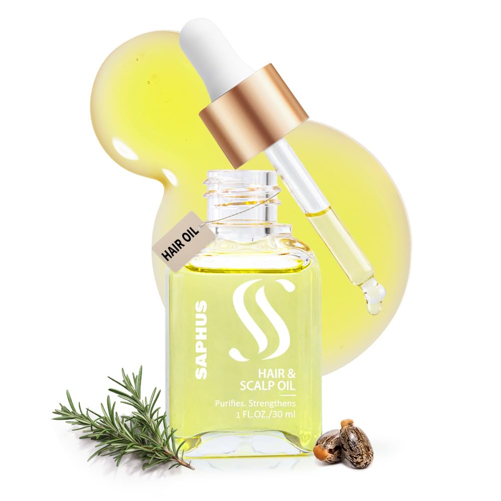 SAPHUS Rosemary & Castor Oil Hair & Scalp Treatment | 1 fl oz | Lavender Infused | Strengthens Hair | Nourishing & Volumizing | 