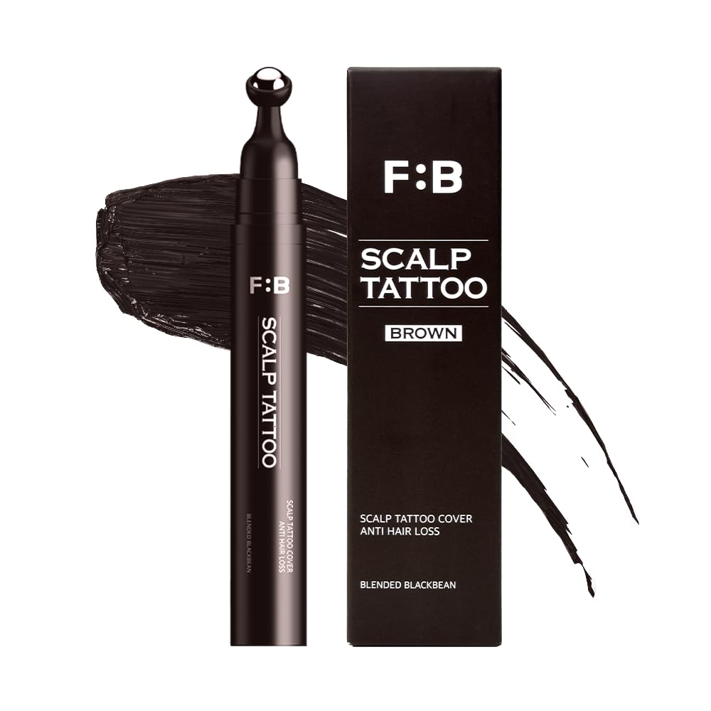 FORBEAUT Scalp Tattoo  Brown Hairline Filler for Thinning Spots & Parting Lines, Water & Sweat Resistant, Roller Type Dye, Natu