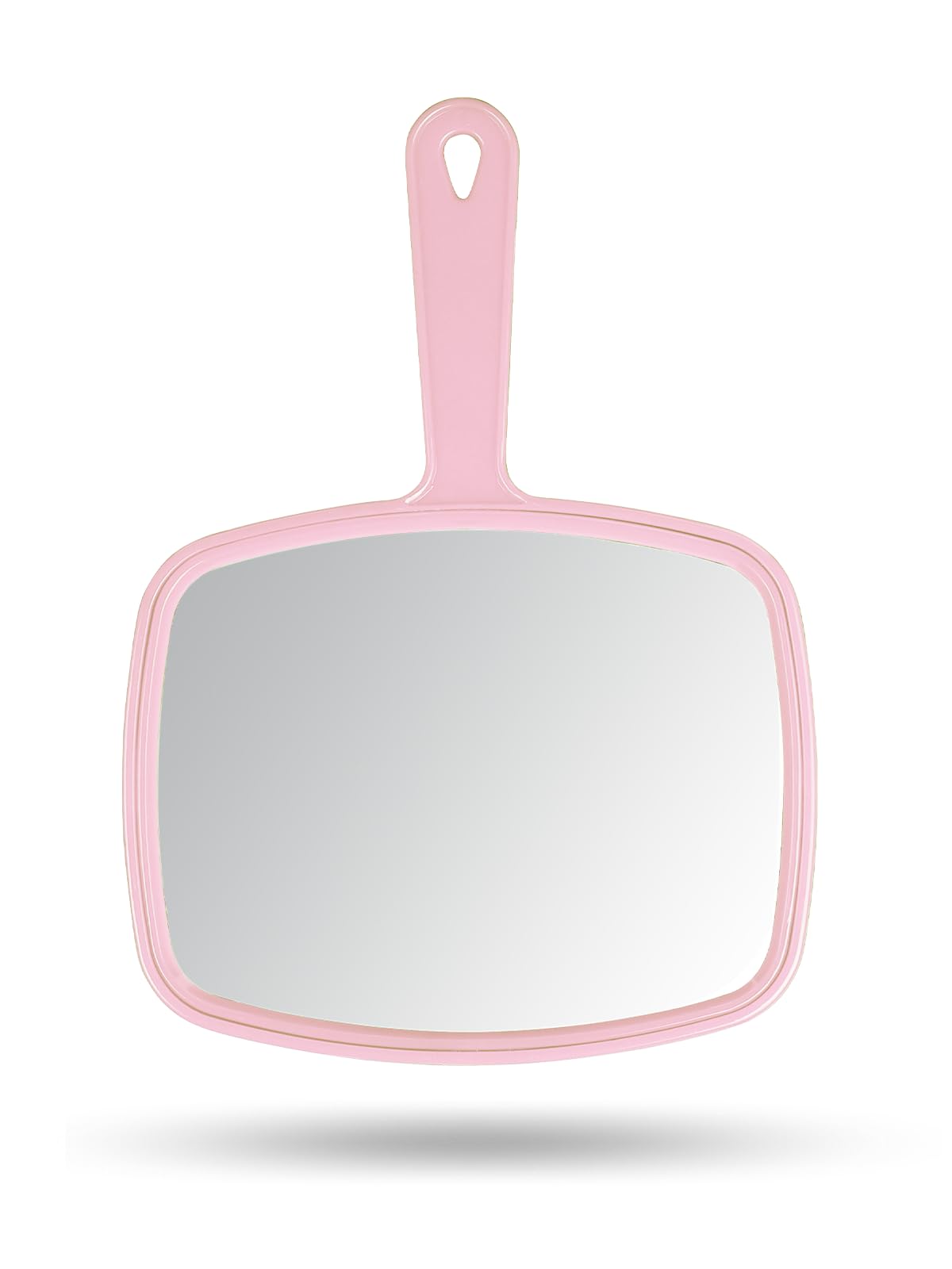 Gladmart Hand Mirror Salon Barber Hairdressing Handheld Mirror with Handle (Square Pink 7.4 x 10.3 inches)