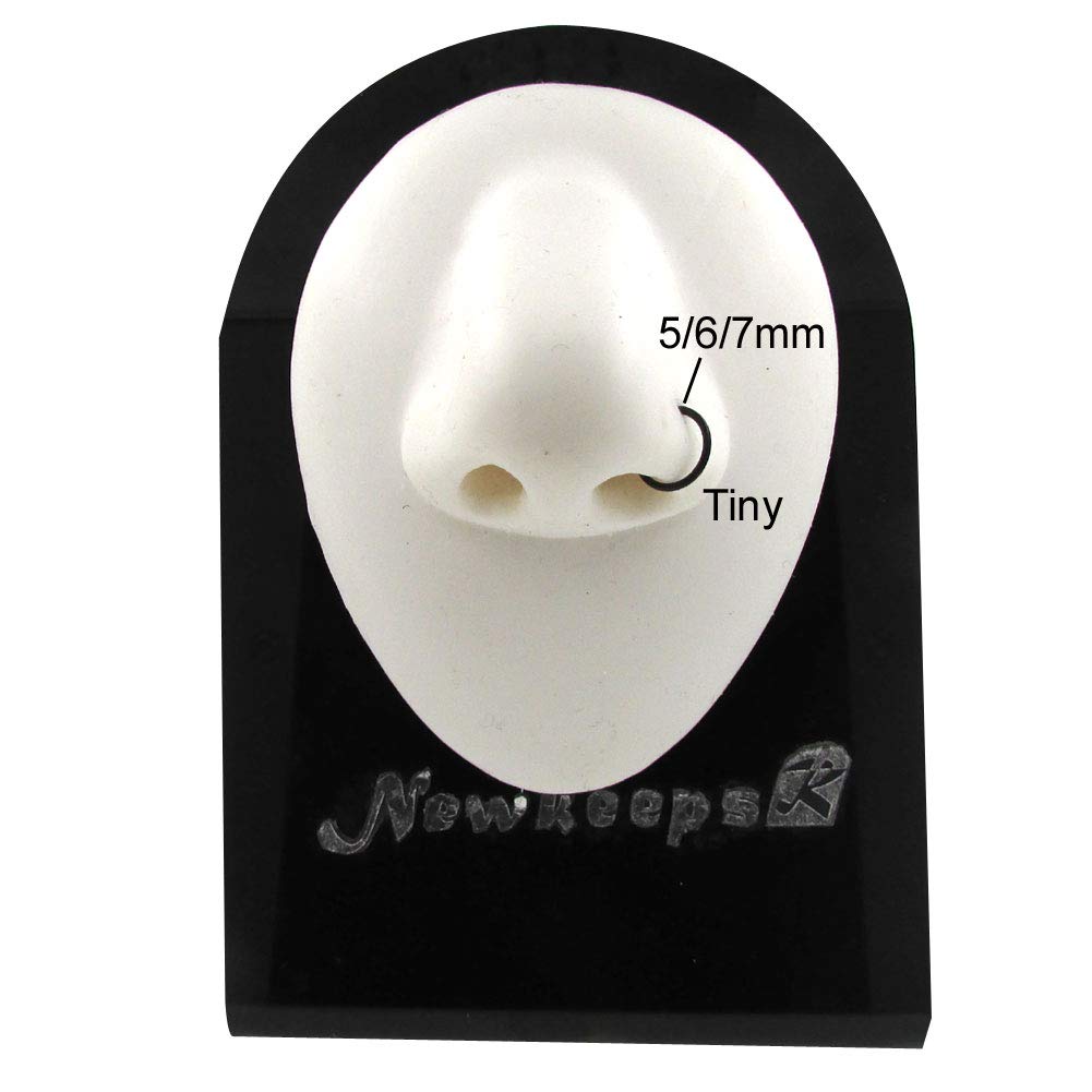 NewkeepsR 3PCS-0.8mm Black Anodised Hinged Clicker Nose Hoop Rings, 20 Gauge 316L Steel Seamless Segment Sleeper Earrings Pierci