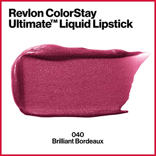 Revlon Liquid Lipstick, Face Makeup, Colorstay Ultimate, Longwear Rich Lip Colors, Satin Finish, 040 Brilliant Bordeaux, 0.07 Oz