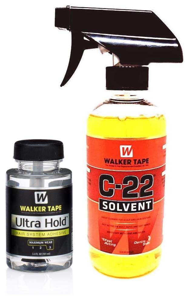 Walker Tape Ounce (355 mL) C22 Citrus Solvent Wig Glue Remover with 3.4 Ounce Ultra Hold Hair System Wig Adhesive WKR-UH-3.4+-C2
