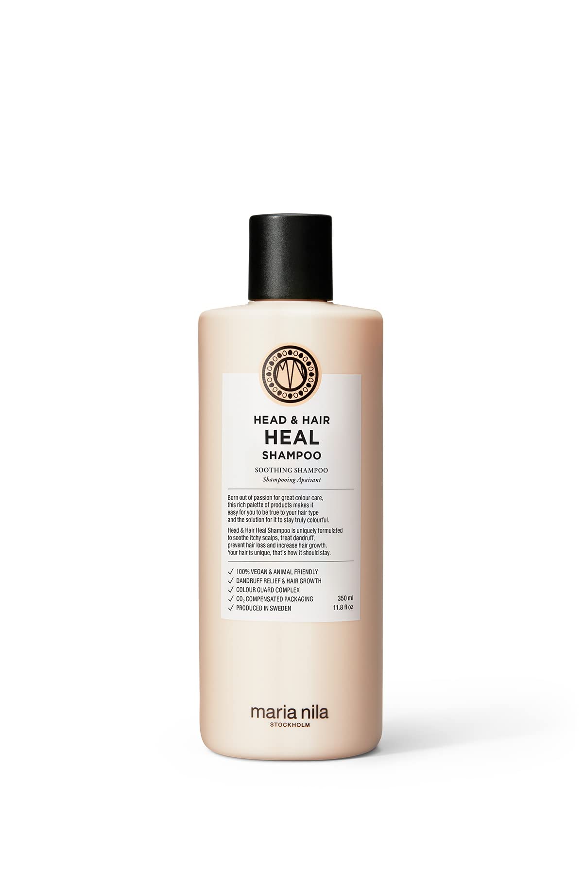 Maria Nila Head & Hair Heal Shampoo, 11.8 Fl Oz / 350 ml, Prevents Scalp Problems & Stimulates Hair Growth, 100% Vegan & Sulfate